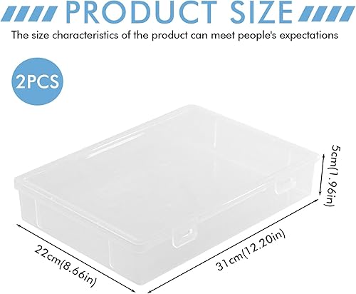 Lot de 2 boîtes de rangement avec couvercle - Grande boîte de rangement multifonction - Rangement de papier A4 rectangulaire - Empilable - Boîte d'archivage portable A4 pour documents, lettres (31 cm - Nail Gallerys