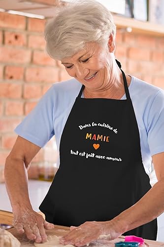 Kiribou Tablier De Cuisine Dans la Cuisine de Mamie Tout Est Fait avec Amour – Parfait Pour les Mamies qui Cuisinent Avec Tendresse - Nail Gallerys