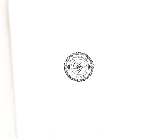 Tampon Initiales Ex libris Personnalisable, 2 Lettres Monogramme Bordure Décorative, Cadeaux Amoureux Livres dans Boite Spéciale - Nail Gallerys