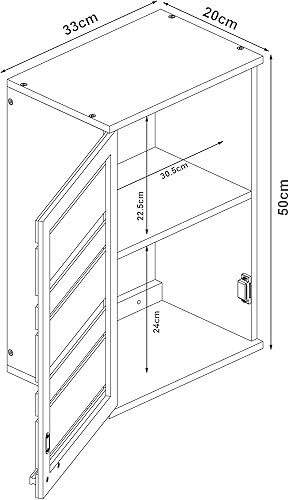 [en.casa] Armoire Murale de Salle de Bains Armoire de Toilette Placard Suspendu avec Porte Magnétique et Étagère Inférieure Meuble de Rangement Stockage Moderne Toilette Bambou 50 x 33 x 20 cm Naturel - Nail Gallerys