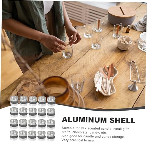 Lurrose 100 Pièces Bougie Coquille En Aluminium Boîtes De Cire De Bougie Bougies Chauffe-plat Tasses à Bougies En Métal Boîtes De Bougies Blanches Tasse De Bougie De Cire Suite Majeur - Nail Gallerys