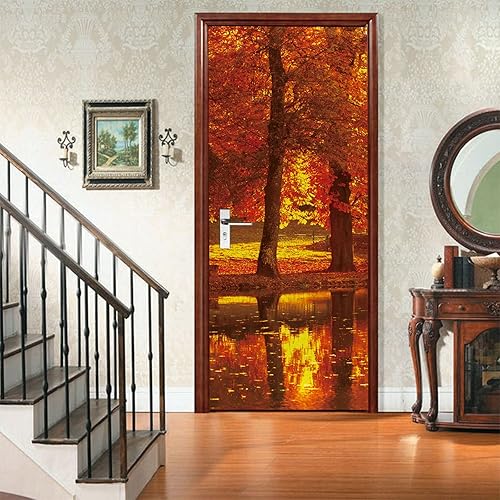 A.Monamour Sticker Porte Autocollant Poster De Porte 3D Porte d'or du Palais Royal avec des Carreaux De Mosaïque À Fès Maroc Vinyle Affiche De Porte Sticker Mural Papier Peint Art Décor 95 x 215 cm - Nail Gallerys