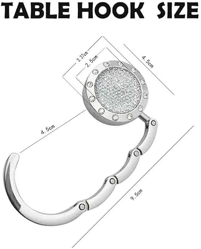 Kimuwote Lot de 3 crochets de sac à main de table pliables antidérapants en métal pour sac à main - Petits diamants - Or rose blanc argent bleu aqua - Nail Gallerys