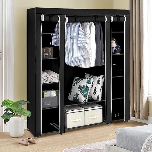 MUL-BOUTIQUE Tissu intissé Garde-Robe, Armoire de Rangement Garde-Robe, Penderies pour Chambre d'adulte, Pliable Penderie Dressing Textile en Tissu Intissé avec Fermeture à Glissière - Nail Gallerys