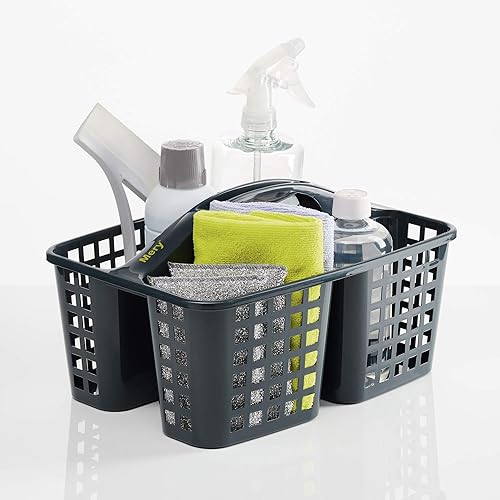 Mery - Panier pour produits de nettoyage - Nettoyage des produits de l’organisateur sous l’évier - Stockage d’évier - 3 compartiments - Matériau résistant - Gris foncé - 23,3 x 31 x 19 cm - Nail Gallerys