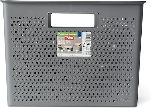 TATAY Bohol Boîte de rangement rectangulaire en polypropylène sans BPA 100 % recyclé Gris anthracite Dimensions 30 x 39 x 21,5 cm - Nail Gallerys