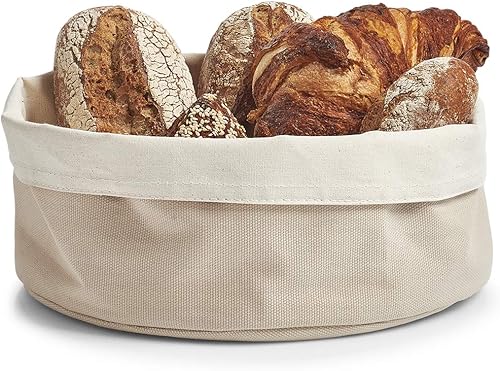 Zeller 18005 Corbeille à Pain Ronde, Coton, crème, 25 x 25 x 13 cm - Nail Gallerys