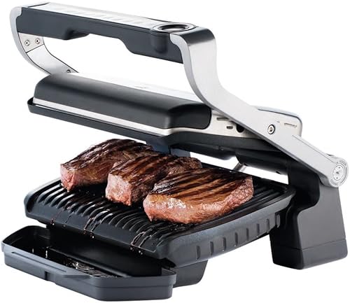 Tefal Grill électrique de table, 12 programmes automatiques, Mode manuel, Fonction aliments congelés, 2000 W, Livret recettes OptiGrill Elite GC750D12 - Nail Gallerys