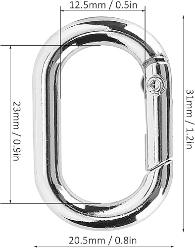 20 Pièces Boucle à Ressort Ovale 23mm Alliage Mousqueton Clip pour Sacs Sacs à Main Porte-clés Sangle Ovale Mousqueton Clip Snap Boucles à Ressort Ovales (Gris) - Nail Gallerys