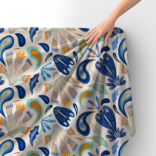 HEKO PANELS Tissu velours au mètre Tissu décoratif imprimé Tissu d'ameublement Tissu d'ameublement Velours Polyester Tissus à coudre Imperméable Royal Ornements Feuilles 140 x 100 cm RDX1321 - Nail Gallerys