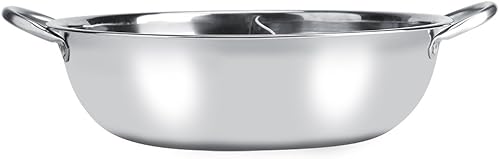 Casserole chinoise en acier inoxydable Shabu-shabu pour 4 à 5 personnes, utilisée avec cuisinière à induction, four à gaz, four électrique, plaque de cuisson en céramique – Argent (30 cm) - Nail Gallerys