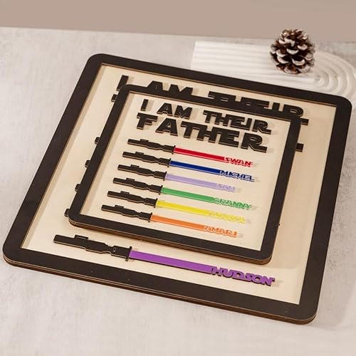 Panneau en bois personnalisé « I Am Their Father », plaques nominatives personnalisées, cadre père, sabre laser personnalisé, cadeau pour papa, papa (25 x 25 cm) - Nail Gallerys