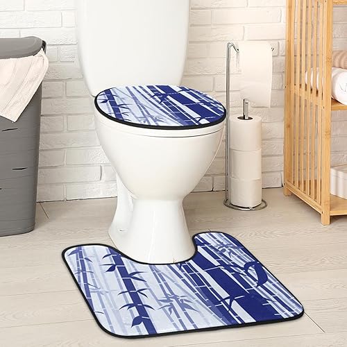 VAPOKF Lot de 2 tapis de salle de bain en forme de U et housse pour abattant de WC, tapis de salle de bain en flanelle douce et antidérapante, style scène plate - Nail Gallerys