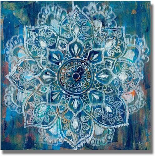BIEMBI Peinture sur toile abstraite de fleur de Mandala, affiches et impressions modernes colorées, tableau d'art mural pour salon, décor Cuadros 65x65cm sans cadre - Nail Gallerys