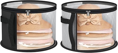 Eyccier Boîtes de Chapeau pour Le Stockage des Femmes, boîte à Chapeau Clair surdimensionné avec Fermeture éclair, Organisateur de Caps avec poignée Portable pour Femmes Voyage, - Nail Gallerys