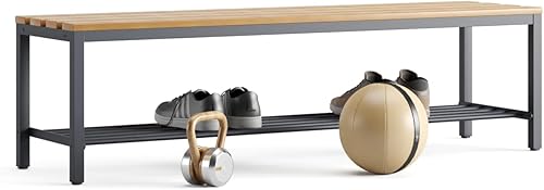 furni24 Banc de vestiaire avec grille à chaussures l x H x P : 150 x 42 x 40 cm - Banc de vestiaire - Banc de vestiaire - Banc de vestiaire - Banc de sport en bois véritable pour salle de sport - Nail Gallerys
