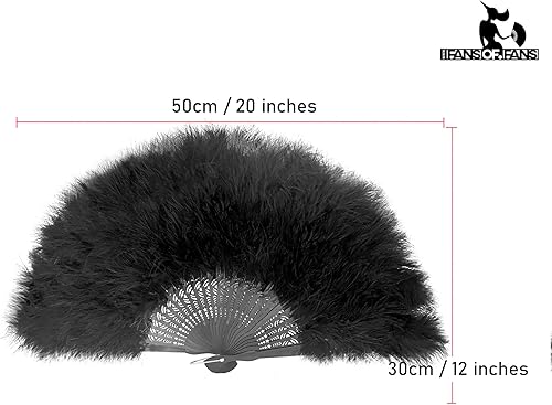 Ventilateur à main en plumes de marabou 45cm, déguisement robe de soirée de noces cadeau en plein air Vintage danse Photoshoot (Orange) - Nail Gallerys
