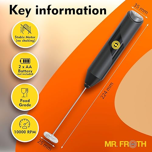 MR FROTH Mousseur à lait portatif à piles – Durable et de qualité alimentaire – Sans bruit, pas de secousses – Fouet à café électrique à main pour matcha et milkshake (rose) - Nail Gallerys