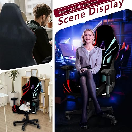 JinZao Housse Chaise Gaming Extensible,Housse Fauteuil Bureau avec Accoudoirs Et Dossier, Protection Chaise Gaming en Polyester avec Motif De Lettre(B) - Nail Gallerys