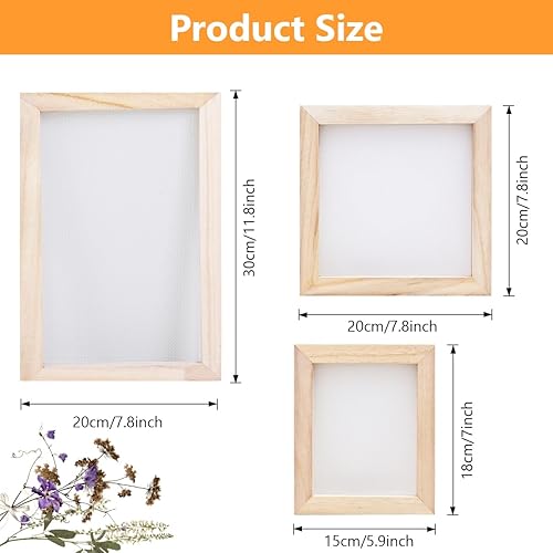 AetherAurora 3 Tailles Cadre Fabrication Papier en Bois, Moule de Fabrication Papier en Bois Tamis Papier Recyclé, pour L'artisanat en Papier Bricolage 15 * 18 cm+20 * 20 cm+20 * 30 cm - Nail Gallerys
