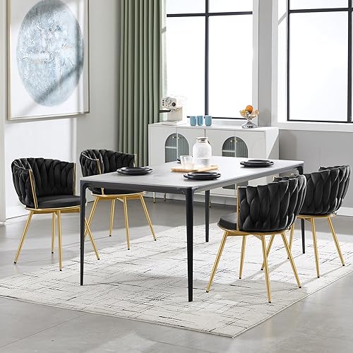 WOLTU Chaises Salle à Manger Lot de 2, Chaises Pivotantes, en Vélours, Dossier Tissé, Siège Rembourré, Pieds en Métal, pour Cuisine, Salon, Chambre, Beige, EZS84be-2 - Nail Gallerys