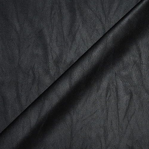 Tissu simili cuir de très belle qualité, souple et stretch - Réaliser toutes vos idées créatives (Habillement ou déco) - Tissu faux cuir - tissu skai (Coupon de 1m x 1m36) (NOIR) - Nail Gallerys
