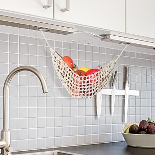 Hamac à fruits, porte-fruits en sous armoire, panier à légumes tissé à la main, panier de rangement pour la maison, la cuisine, la salle à manger, l'armoire, le bateau, le camping-car - Nail Gallerys