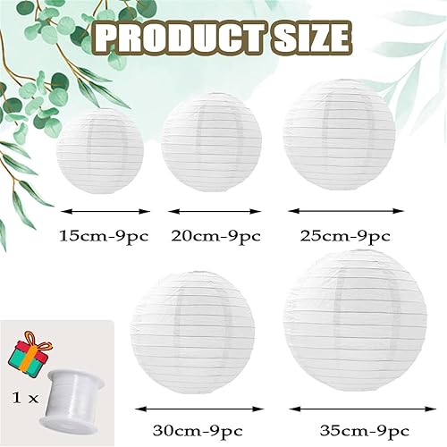 FANSU Lanterne Papier Decoration, Lanterne en Papier à Suspendre Lot de 9 Lampion Papier Rond Lanternes Papier Décoratives pour Décoration Extérieur Mariage Anniversaire (25cm,Rose Foncé) - Nail Gallerys