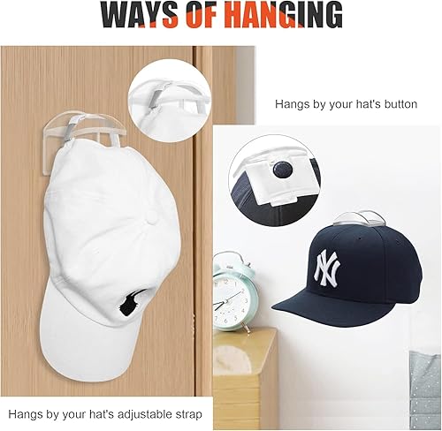 20Pcs Crochets de Chapeaux, Support mural pour chapeau, Porte de Casquette, Mural Double Hook Porte-Chapeaux, Adhésifs Crochets Muraux pour Chapeaux, Convient à Toutes Sortes de Chapeaux (Transparent) - Nail Gallerys