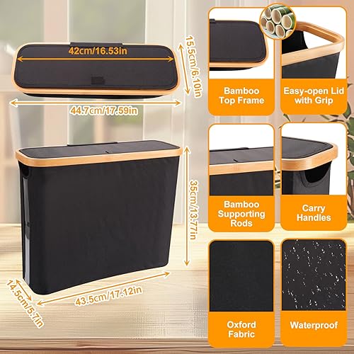 Les-Theresa Boite Papier Toilette, Panier Papier Toilette avec Couvercle, Boite Rangement Papier Toilettes avec Poignée, pour Papier Hygiénique, Serviettes 43.5 * 14.5 * 35cm (Noir) - Nail Gallerys