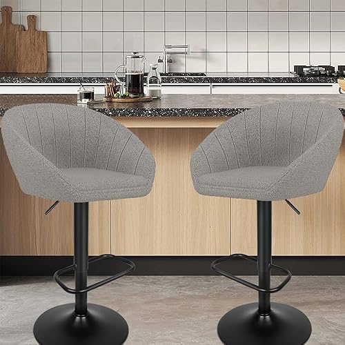 Chaise de Bar Moderne avec Repose-Pied, Chaise Haute Bar Lot de 2 avec Coussin Confortable, Tabouret Bar en Tissu pour Bar/Cuisine, Tabourets de comptoir avec Dossier (Beige crème) - Nail Gallerys