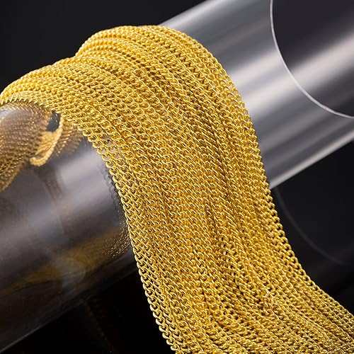 33 Pieds Collier à Maillons Plaqué Or avec 30 Anneaux de Saut et 20 Fermoirs de Homard pour Hommes Femmes Fabrication Chaîne de Bijoux DIY (1.5 mm) - Nail Gallerys