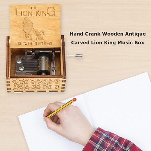 ZOENAE Antique sculpté Lion Roi boîte à Musique manivelle en Bois Cadeau de noël décoration de la Maison for Salon Chambre Ornement (Size : 1pc) - Nail Gallerys