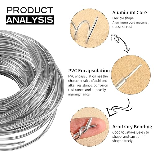 Fil Aluminium 3mm x 20m - Fil d'Artisanat Souple Résistant à la Corrosion, Idéal pour Bijoux DIY, Modélisme, Tricotin & Décoration Maison - Nail Gallerys