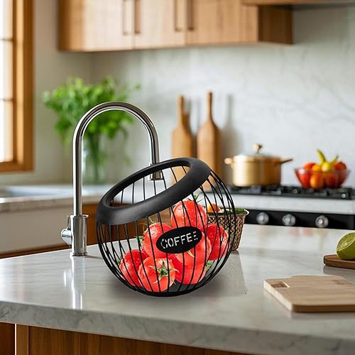 Support à café pour comptoir, panier à café | Organisateur de cuisine, grande capacité – Panier de rangement pour café en métal pour comptoir de cuisine - Nail Gallerys