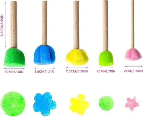 30 Pcs Pinceau Éponge Peinture Enfant, Pinceaux Éponge pour Enfant, 5 Tailles, Outils de Dessin pour l'Éducation Précoce des Enfants, pour la Peinture, l'Artisanat, la Céramique, Le Bricolage - Nail Gallerys
