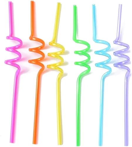 Lot de 10 pailles colorées et bouclées réutilisables - Pailles en spirale - Pailles folles - Pailles folles - Pailles de fête pour adultes et enfants - Décorations de fête d'anniversaire - Pailles - Nail Gallerys