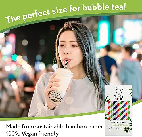 The Cheeky Panda - Paille Bubble Tea Carton Jetables, Multicolores, Lot de 100 Paille Bambou - Nail Gallerys