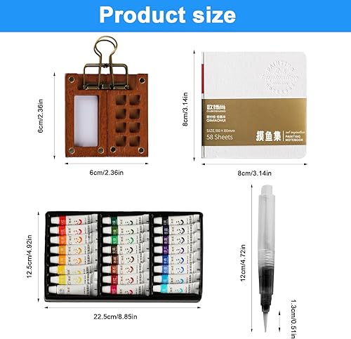 Mini Palette Aquarelle Portable, Palette Humide Peinture Figurine, Mini Palette de Peinture Aquarelle en Bois de Voyage Portable, Carnet Aquarelle Gouache, Cadeaux pour Artistes - Nail Gallerys