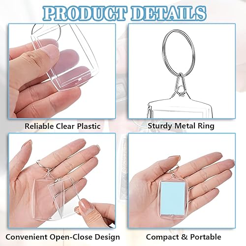 Porte-Clés Photo[8 Pièces], Porte Clef Photo Vierge en Acrylique, Porte Clés Cadres Photo Transparents avec Anneau Brisé, pour Famille, Des couples, DIY Souvenir - Nail Gallerys