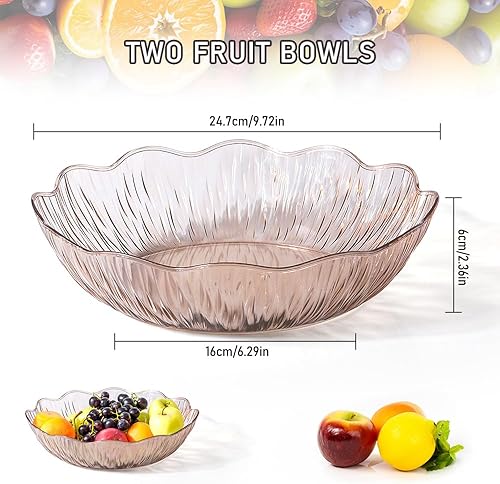 Doafoce 2 Pièces Corbeille à Fruits Bol à Fruits Moderne Panier a Fruit Grande Corbeilles à Fruits en Plastique pour Fruits, Collations, Légumes, Pain, Décoration de Table 24×24×6cm - Nail Gallerys