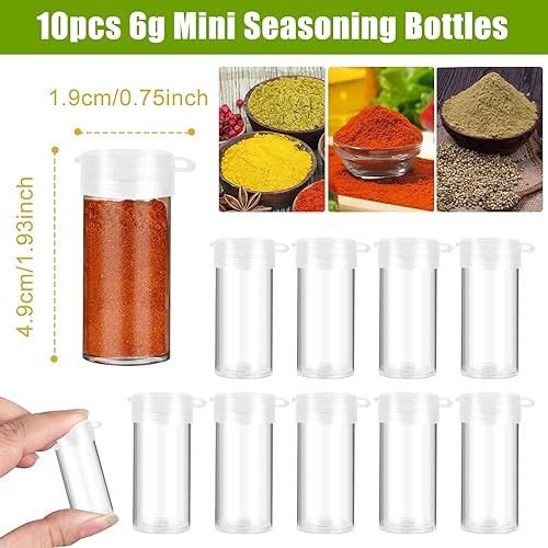 TNOMSNO Lot de 10 Petit Salière et Poivrière Mini, 6g Mini Salière Salières et Poivrières avec Couvercle, Mini Distributeur D'épices Portable pour BBQ Camping Cuisine - Nail Gallerys