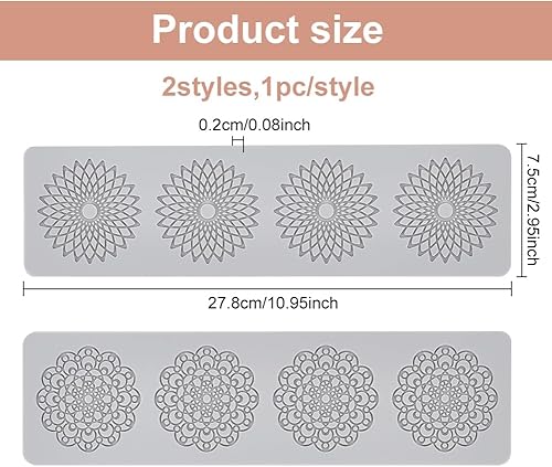 PLIGREAT 2 Styles Feuilles de Texture en Argile polymère Tapis de Texture en Argile Florale pour la Fabrication de Boucles d’Oreilles Jewerly Décorations de plaques d’Argile polymère - Nail Gallerys