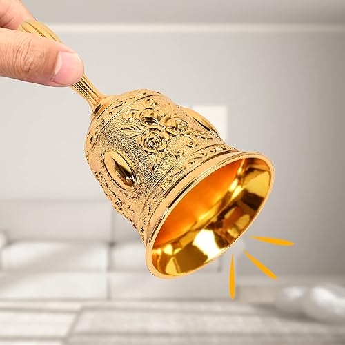 Dereine Cloche,Cloche à Main,Cloche à Main en Métal,Clochette à Main,Cloche à Main Cloche de Table pour L'école,Restaurant,Hôtel,Décorations De Noël (Or) - Nail Gallerys