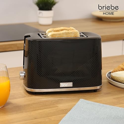 briebe Elegance Ensemble Grille Pain 2 Fentes Tranches Larges + Bouilloire Électrique 1,7 L, 2200W, sans BPA + Cafetière Filtre 10 Tasses, Pack Petit Déjeuner Électroménager, Design Moderne, Noir - Nail Gallerys