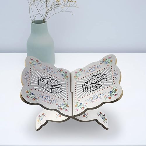 Katutude Titulaire de Livre en Bois Pliant Support À Livre en Bois Saint Coran Étagère Porte-Livre Islam Support de Livre Sacré Stand Porte-Quran Étagère pour Eid Home Table Décorations - Nail Gallerys