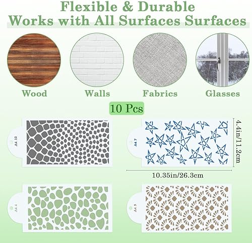 GORGECRAFT 10 Styles Pochoirs à Gâteau en Plastique Floral Décoration de Gâteau de Mariage Pochoir Creux DIY Cuisson Gaufrage Décor Réutilisable Gâteau à la Crème au Beurre Modèle Fournitures 26x11cm - Nail Gallerys