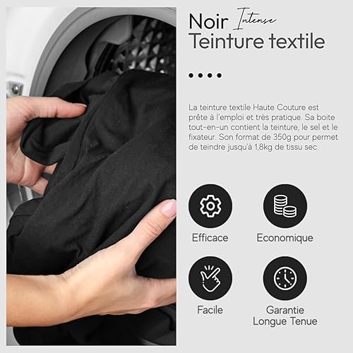 Teinture Textile - Haute Couture - 33 Couleurs - Tout-en-un - 350g - Vêtements et Tissus - Noir Intense - Nail Gallerys