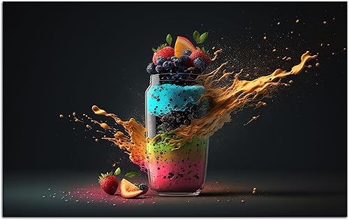 DECLINA, Tableau pour cuisine, tableau décoratif en toile imprimée, Tableau toile déco smoothie rafraîchissant, 50x30 cm - Nail Gallerys