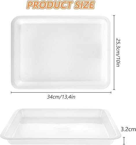 MIVIDE 15pcs Plateaux de Service Rectangulaires en Plastique, 34.5 x 25.3 x 3.2 cm Plateau Plastique Blanc, Grand Plateau en Plastique Rectangulaire Réutilisable pour Artisanat, Café, Cuisine - Nail Gallerys